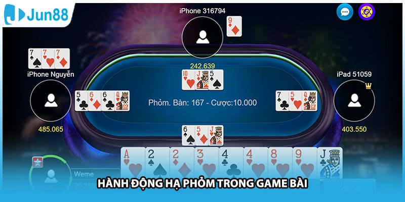 Hành động hạ phỏm trong game bài